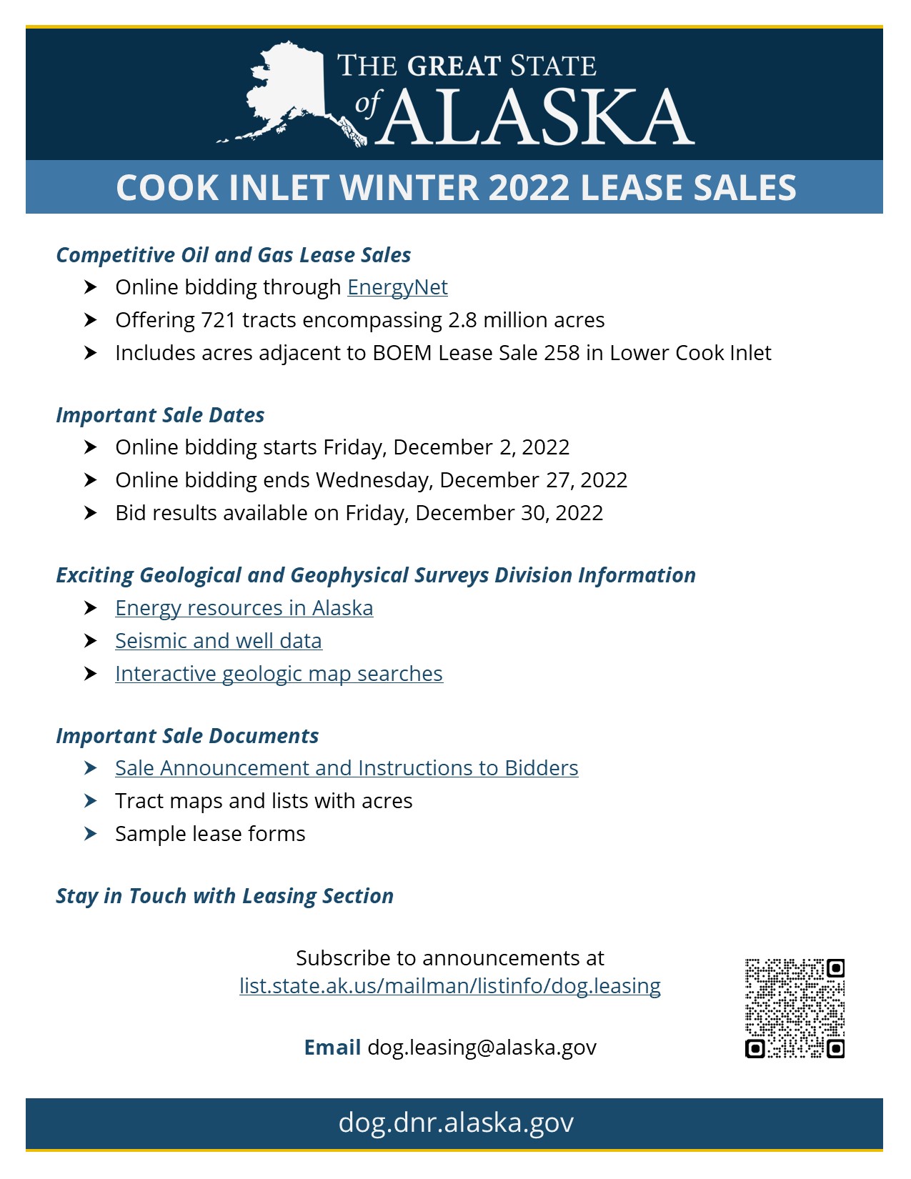 Alaska Dept. of Natural Resources Sale Information